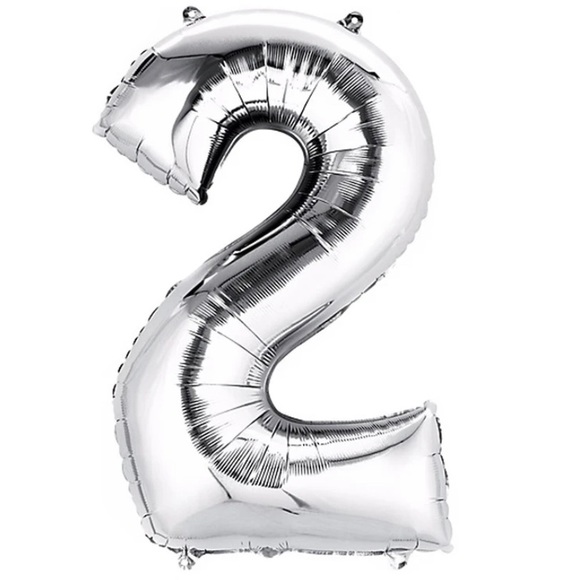 40" Silver Foil Number 2 Helium Balloon - Picture 1 of 1